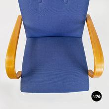 将图片加载到图库查看器，Danish blue cotton and beech armchair, 1960s
