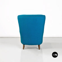 Load image into Gallery viewer, Teal-colored cotton and beech armchair, 1960s
