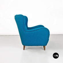 Carica l&#39;immagine nel visualizzatore di Gallery, Teal-colored cotton and beech armchair, 1960s
