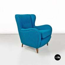 Carica l&#39;immagine nel visualizzatore di Gallery, Teal-colored cotton and beech armchair, 1960s
