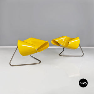 Yellow Nastro armchairs by Franca Stagi e Cesare Leonardi for Elco, 1969