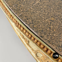 Load image into Gallery viewer, Gold and green corner wood consoles with lumachella marble top, 1700s
