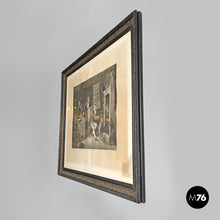 Load image into Gallery viewer, Etching print with black and gold metal and wood frame, 1863
