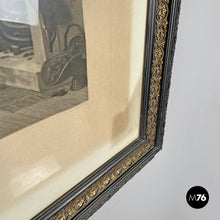 Load image into Gallery viewer, Etching print with black and gold metal and wood frame, 1863
