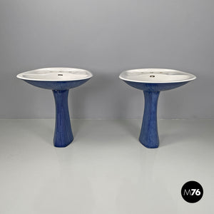 Blue ceramic Gardena sinks by Antonia Campi for Richard Ginori, 1970s