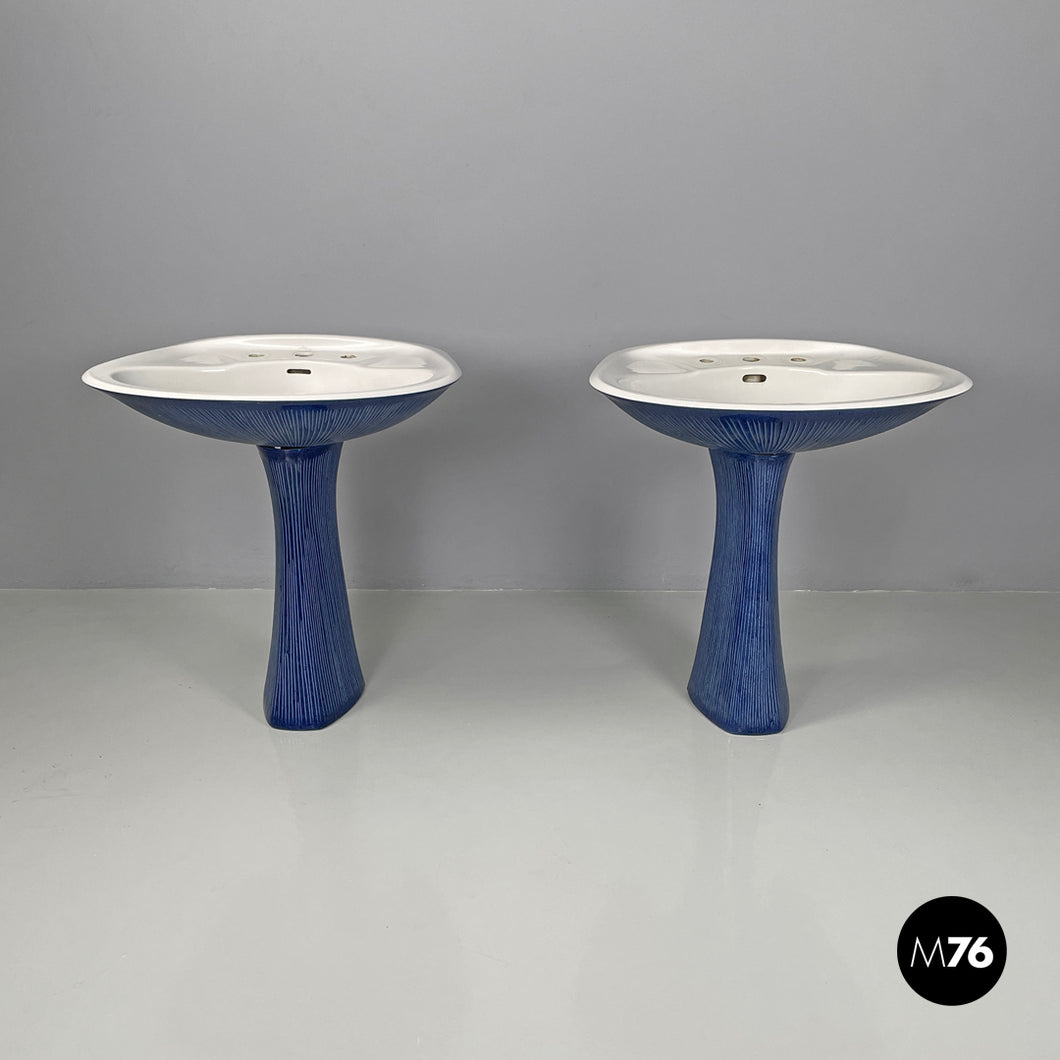 Blue ceramic Gardena sinks by Antonia Campi for Richard Ginori, 1970s