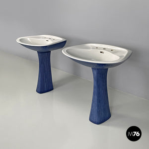 Blue ceramic Gardena sinks by Antonia Campi for Richard Ginori, 1970s