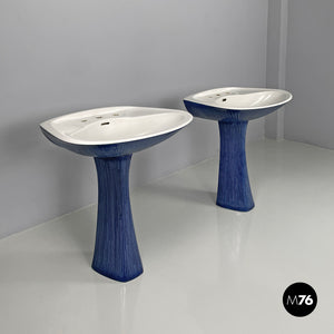 Blue ceramic Gardena sinks by Antonia Campi for Richard Ginori, 1970s