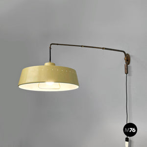 Adjustable wall lamp in brass and metal, 1950s