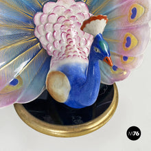 Load image into Gallery viewer, Adjustable table lamp with peacock decor, 1970s
