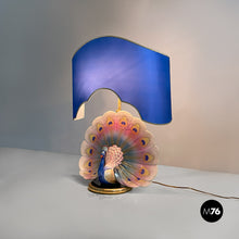 Load image into Gallery viewer, Adjustable table lamp with peacock decor, 1970s
