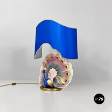 Load image into Gallery viewer, Adjustable table lamp with peacock decor, 1970s
