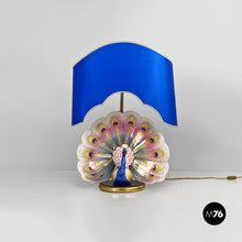 Load image into Gallery viewer, Adjustable table lamp with peacock decor, 1970s
