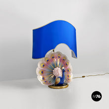 Load image into Gallery viewer, Adjustable table lamp with peacock decor, 1970s
