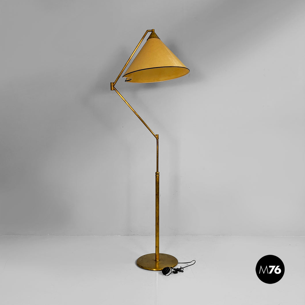 Adjustable brass floor lamp, 1950s