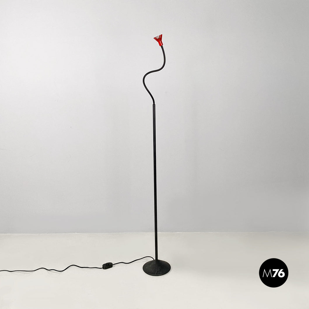 Red and black metal adjustable floor lamp by Tronconi, 1980s