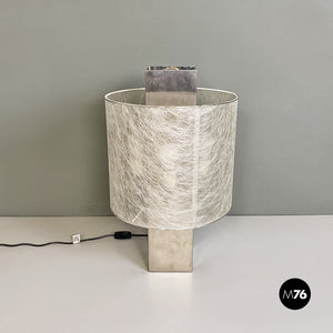 Steel and semi transparent fabric table lamp by Pia Guidetti Crippa for Lumi, 1980s