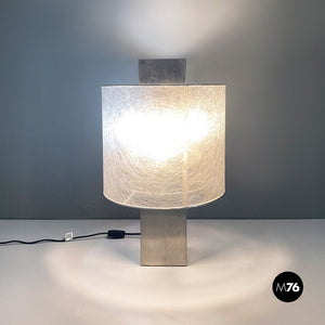Steel and semi transparent fabric table lamp by Pia Guidetti Crippa for Lumi, 1980s