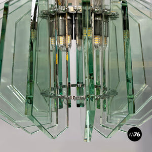 Metal and glass chandelier by Max Ingrand for Fontana Arte, 1960s