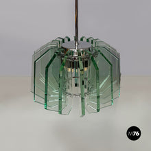 Charger l&#39;image dans la galerie, Metal and glass chandelier by Max Ingrand for Fontana Arte, 1960s
