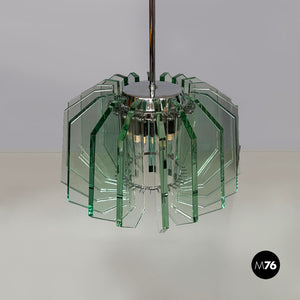 Metal and glass chandelier by Max Ingrand for Fontana Arte, 1960s