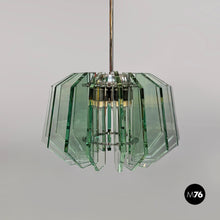 Charger l&#39;image dans la galerie, Metal and glass chandelier by Max Ingrand for Fontana Arte, 1960s
