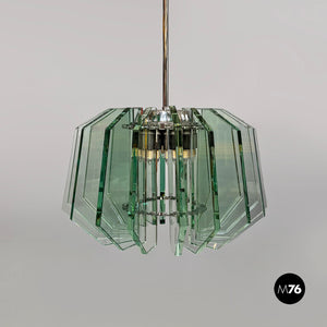 Metal and glass chandelier by Max Ingrand for Fontana Arte, 1960s