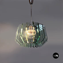 Charger l&#39;image dans la galerie, Metal and glass chandelier by Max Ingrand for Fontana Arte, 1960s
