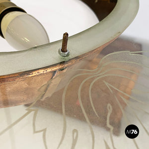 Glass chandelier with copper decoration, 1940s