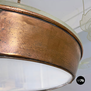 Glass chandelier with copper decoration, 1940s