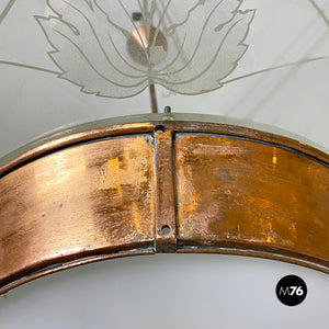 Glass chandelier with copper decoration, 1940s