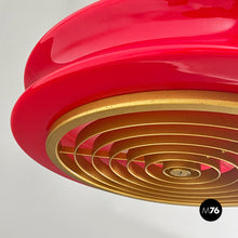 Load image into Gallery viewer, Red glass and brass Orion chandelier by Schwarz and Staff for Staff Leuchten, 1960s
