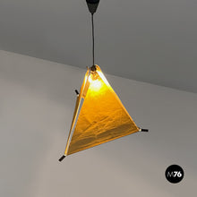 将图片加载到图库查看器，Pyramid metal and parchment chandelier, 1960s
