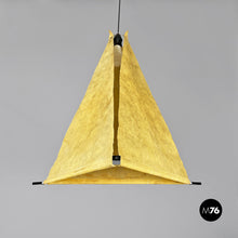 Carica l&#39;immagine nel visualizzatore di Gallery, Pyramid metal and parchment chandelier, 1960s
