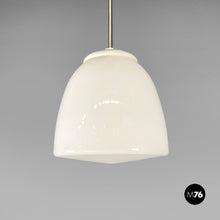 Carica l&#39;immagine nel visualizzatore di Gallery, White opaline glass chandelier, 1970s
