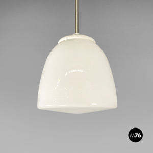 White opaline glass chandelier, 1970s