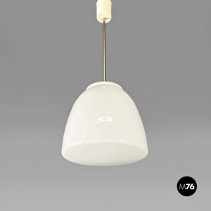 White opaline glass chandelier, 1970s