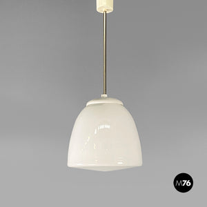 White opaline glass chandelier, 1970s