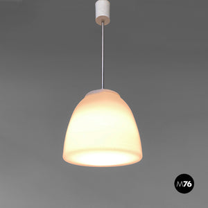 White opaline glass chandelier, 1970s