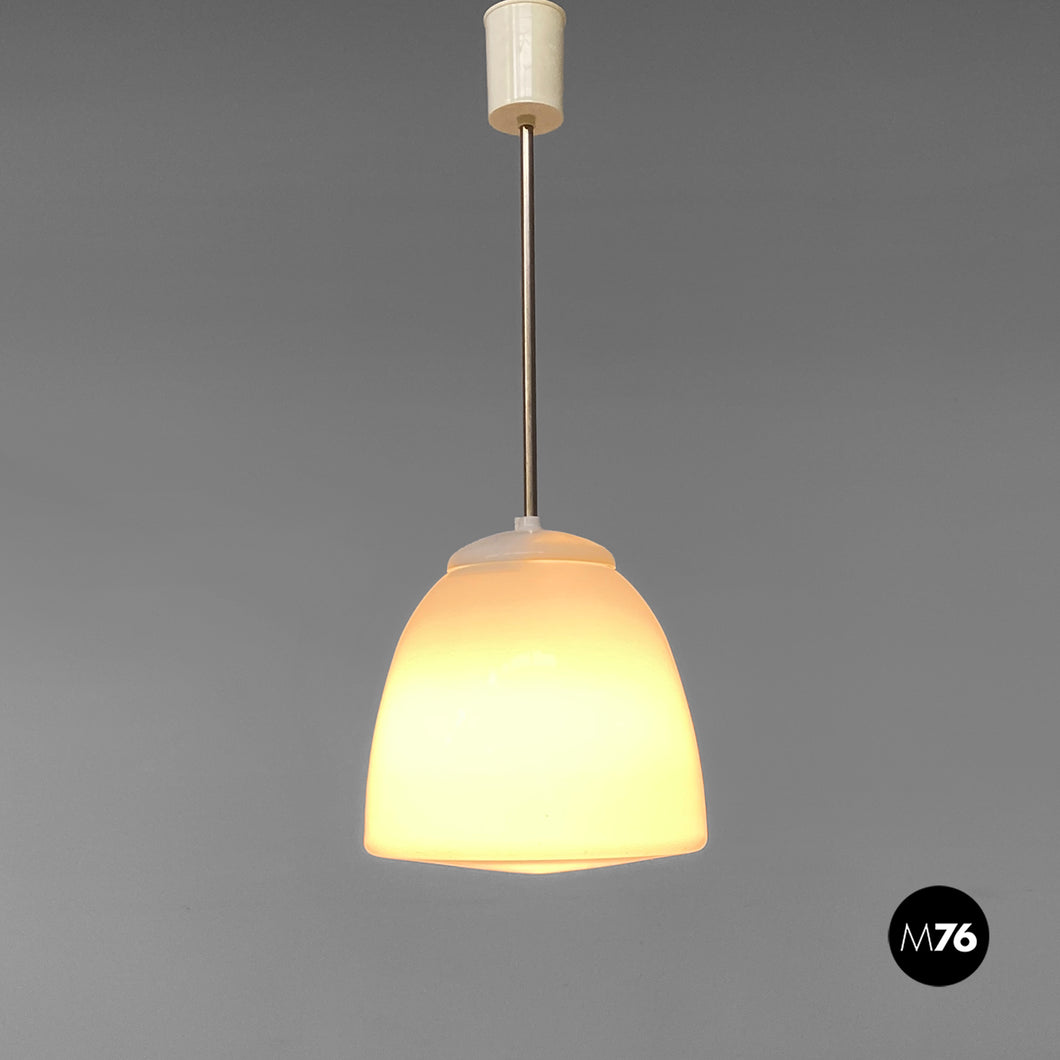 White opaline glass chandelier, 1970s
