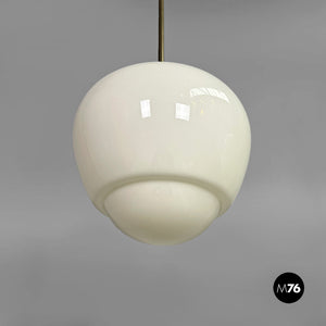 White glass opaline chandeliers, 1970s