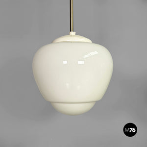 White glass opaline chandeliers, 1970s
