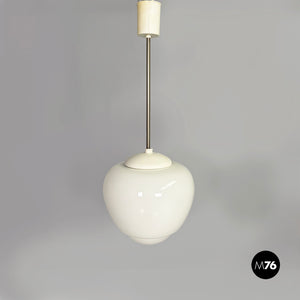 White glass opaline chandeliers, 1970s