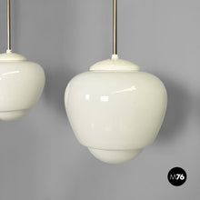 Carica l&#39;immagine nel visualizzatore di Gallery, White glass opaline chandeliers, 1970s
