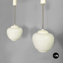 Carica l&#39;immagine nel visualizzatore di Gallery, White glass opaline chandeliers, 1970s
