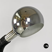 Load image into Gallery viewer, Adjustable chromed steel and black plastic floor lamp, 1970s
