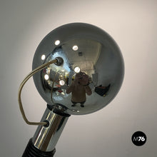 画像をギャラリービューアに読み込む, Adjustable chromed steel and black plastic floor lamp, 1970s
