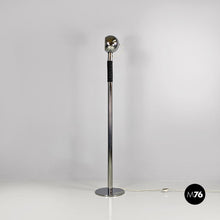 画像をギャラリービューアに読み込む, Adjustable chromed steel and black plastic floor lamp, 1970s
