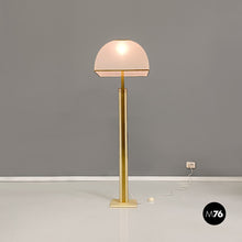 Load image into Gallery viewer, Brass, cream white metal and fabric floor lamp, 1980s
