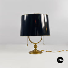 将图片加载到图库查看器，Brass and glossy black abat-jours or table lamps, 1940s
